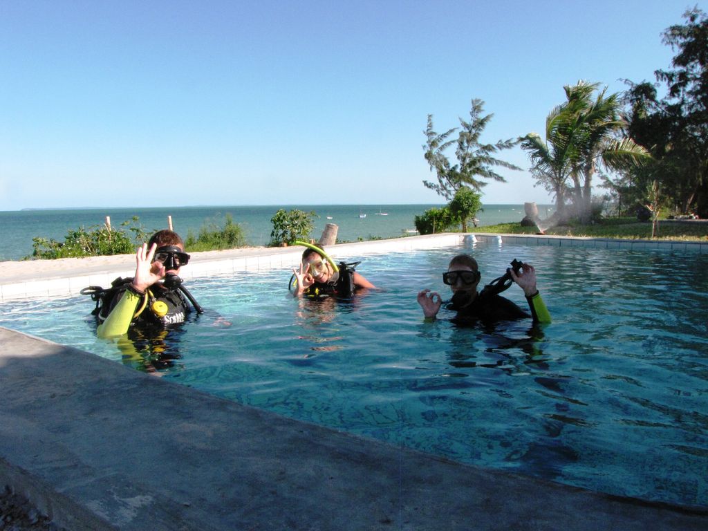 plongeurs en apprentissage dans piscine